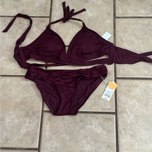 Kona Sol bikini swim set Burgandy Size Medium & Large